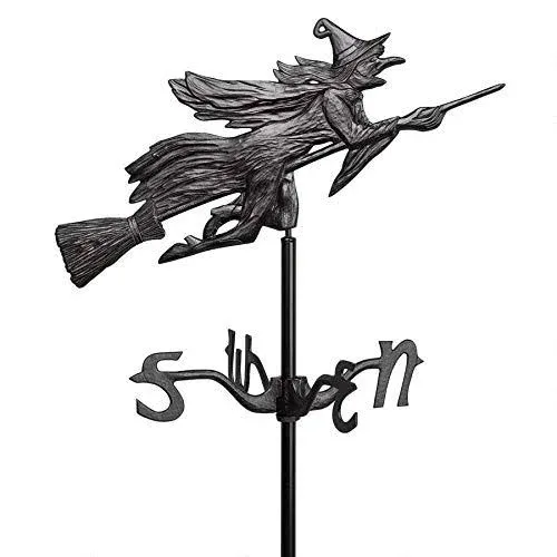 Design Toscano Roof Mount Windblown Wicked Witch Metal Weathervane