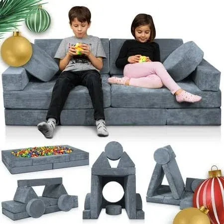 LX15 14pcs Modular Kids Play Couch, Child Sectional Sofa, Fortplay Bedroom an...