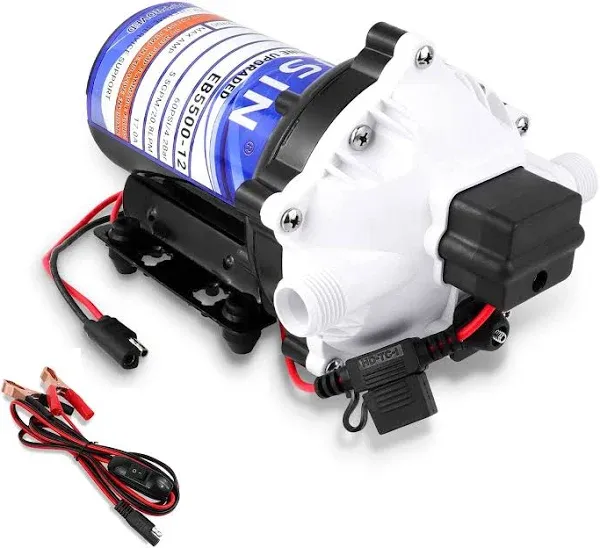 12V Pump, 5.5GPM Diaphragm Water Pump, 60Psi 1/2MNPT Connection,Self Priming Up to 10 Feet .Ideal for Sprayer and Pressure Washing