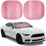 2PC Metallic Pink Premium Reflective Polyester Pop Up Car Windshield Sun Shade