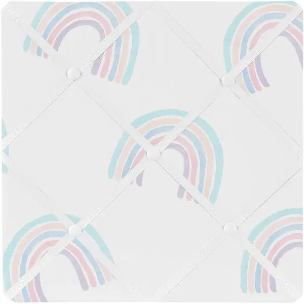 Sweet Jojo Designs Pastel Rainbow Fabric Memory Memo Photo Bulletin Board - Blush Pink, Purple, Teal, Blue and White