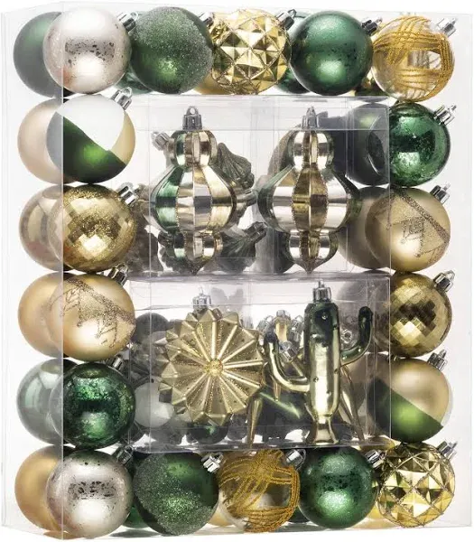 Decorbyhannah Christmas Ornaments Set,100Ct Shatterproof Green Gold Christmas...