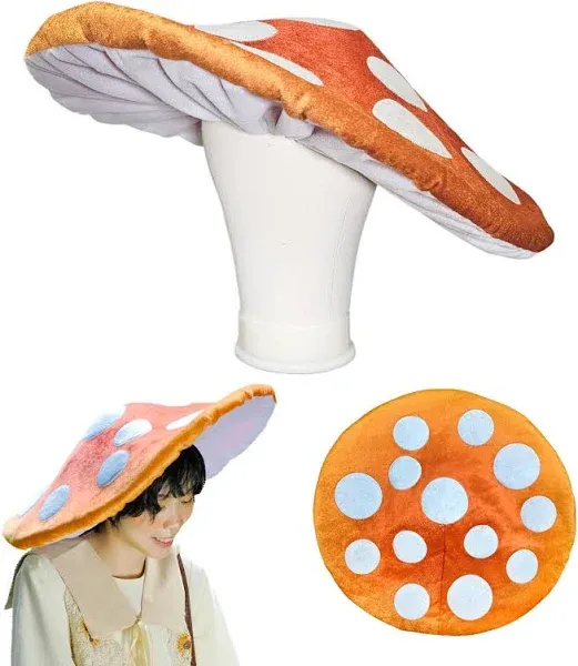 Mushroom Hat Costume Cosplay Accessory Party Hat Cap,Oversized with Wired Brim