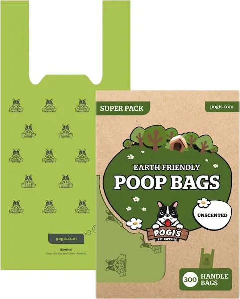 Pogi&#039;s 300 Unscented Dog Poop Bags with Handles - Earth-Friendly<wbr/>, Leak-Proof,...