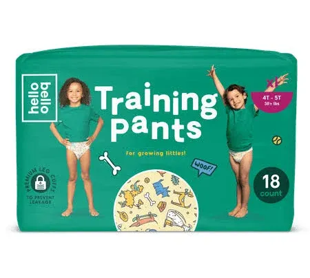 Hello Bello Premium Training Pants Size 4T-5T I 18 Count of Disposable, Gender Neutral, Eco-Friendly, and Potty Underwear with Snug Comfort Fit Li'l Barkers