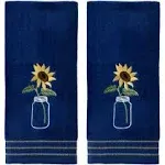 SKL Home 2-Piece Sunflower in Jar Hand Towel Set, Blue