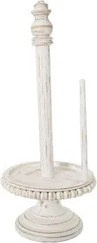 Mud Pie 47100002 Farmhouse Washed Beaded Wood Pedestal Paper Towel Holder 16&#034;...