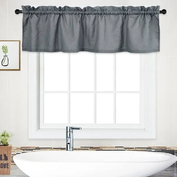 Curtain Valance,Waterproof Waffle Woven Textured Valance for Bathroom Short Window Curtain,Rod Pocket Tailored Kitchen Valance Curtain Cafe Curtains - 60" x 15", Grey, One Panel