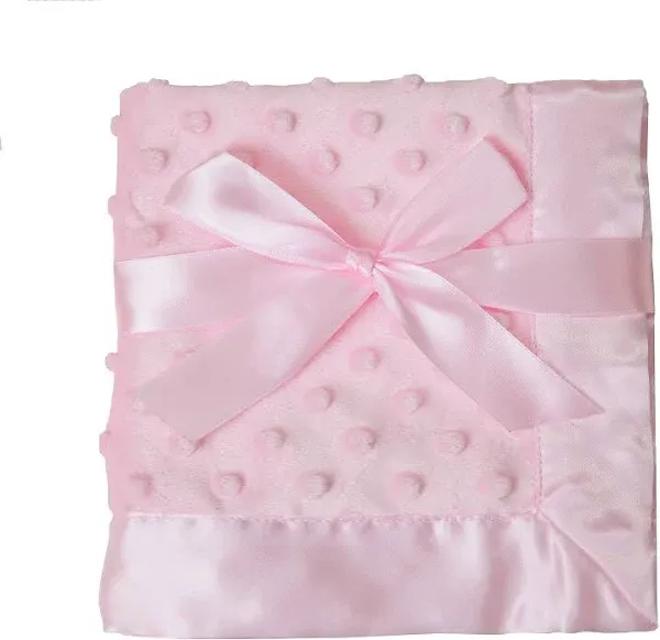 American Baby Company Heavenly Soft Chenille Security Blanket, 2-Layer Design with Minky Dot & Silky Satin, Pink, 14" x 14" for Boys and Girls