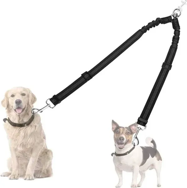 Double Dog Leash, No Tangle 360° Swivel Rotation Reflective Lead Attachm