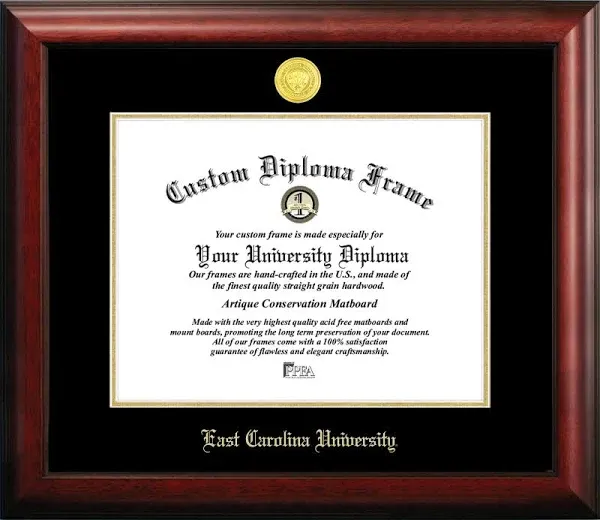 East Carolina University College of Health and Human Performance 14" w x 11" h Diploma Frame - Fits a bachelor's, master's and phd - Gold Embossed Diploma Frame