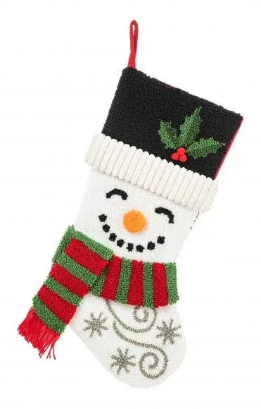 Glitzhome Christmas Stockings, 20.5&#034; L Hooked Snowman Xmas Fireplace Stocking...