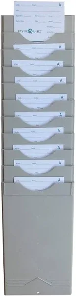 Pyramid Technologies Plastic Light Gray Time Card Rack, 10 Pockets