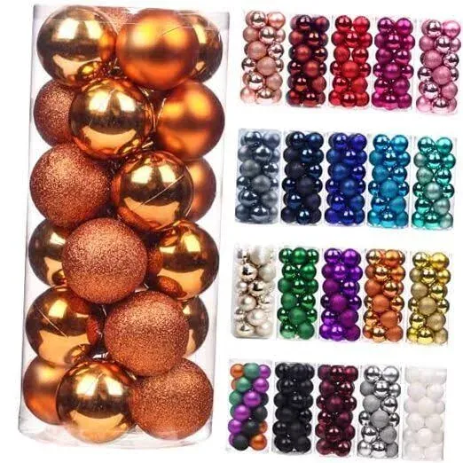  24Pcs Christmas Balls Ornaments for Xmas Christmas Tree - 1.2&#034;-3.1CM Orange