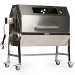 Titan Great Outdoors 13W Stainless Steel Rotisserie Grill Roaster with Glass Hood 85 lb Capacity