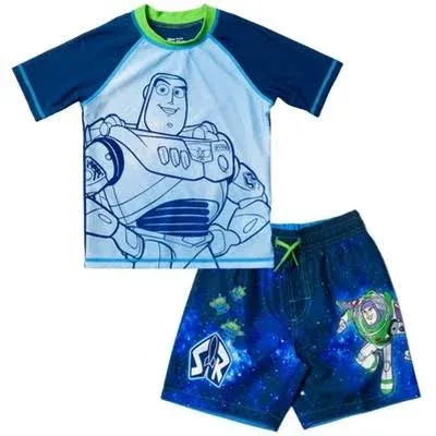 Disney Pixar Toy Story Alien Rash Guard and Swim Trunks Outfit Set