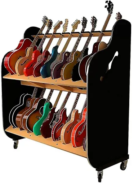 A&S Crafted Products The Session-Pro Double-Stack Mobile Guitar & Case Rack