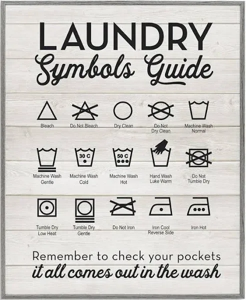 Laundry Symbols Guide Typography Canvas Wall Art Design By Artist Lettered an...