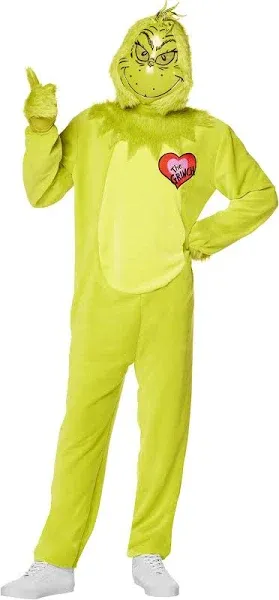 InSpirit Design The Grinch Deluxe Adult Jumpsuit Costume | Officially Licensed | Dr. Seuss Accessories | Halloween Outfit