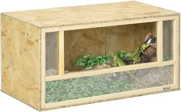 PawHut Reptile Terrarium, Reptile Tank 31.5" x 15.7" x 15.7" with Sliding Door for Chameleon, Lizard, Snake, Frog, Turtle, 33.8 Gallon