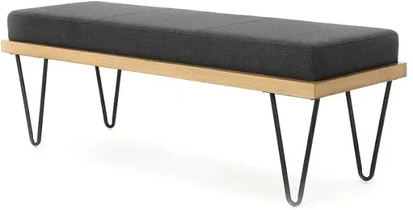 Modern Upholstered Bench with Hairpin Legs