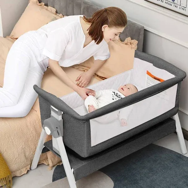 INFANS Baby Bassinet Bedside Crib, Newborn Sleeper w/Large Storage Bas