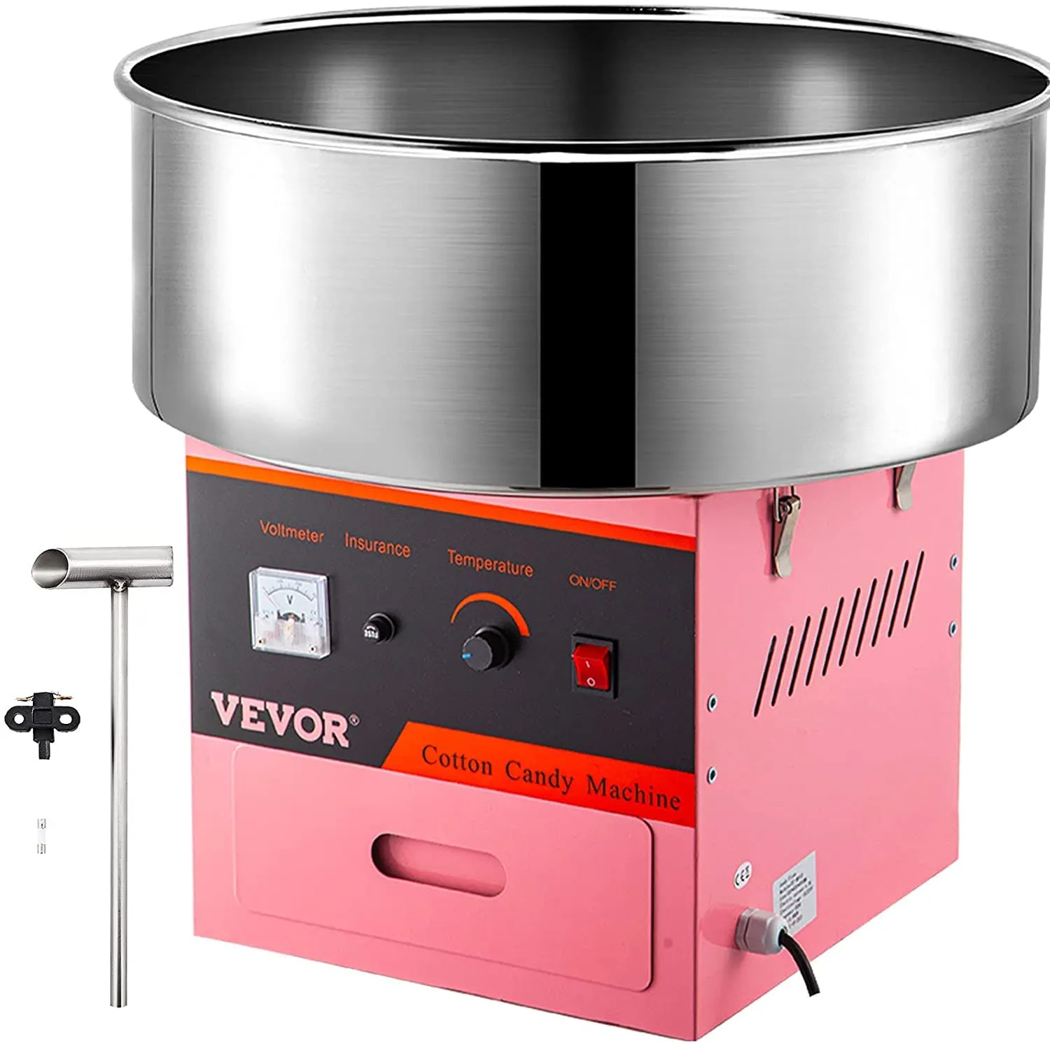 VEVOR Commercial Cotton Candy Machine Electric Floss Maker 1030W for Family and Various Party, 20.5 Inch, Pink | VEVOR CA