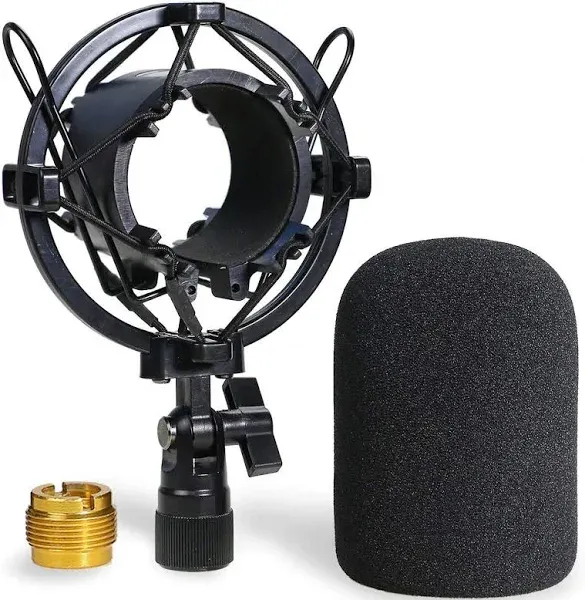 AT2020 Shock Mount with AT2020 Pop Filter, Microphone Shock Mount Compatible for Audio Technica AT2020 AT2035 ATR2500 Microphone by WIBOND