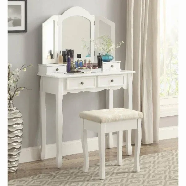 Sanlo Wooden Vanity | Make Up Table and Stool Set | White