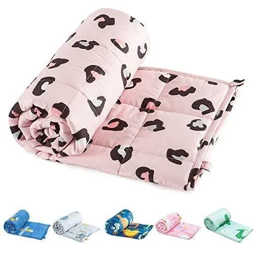  Weighted Blanket (), Cotton Heavy Blanket with 36&#034;x 48&#034; 5lbs Pink Leopard