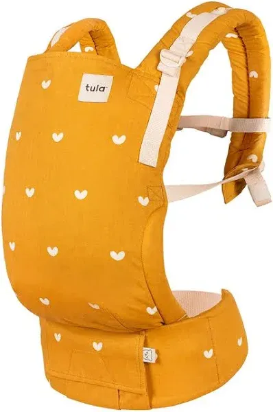 Baby Tula Ergonomic Free-to-Grow Baby Carrier Play Yellow Hearts Cotton 7-45 pds