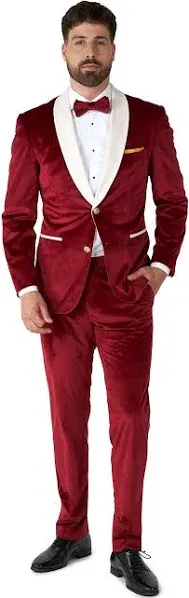 OppoSuits Men's Velvet Vibes Modern-Fit Tuxedo with Bow Tie