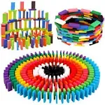 BigOtters Super Domino Blocks, 360PCS Bulk Domino Start Kit 12 Colorful Wooden Domino Blocks Educational Racing Game for Kids Birthday Party Favor