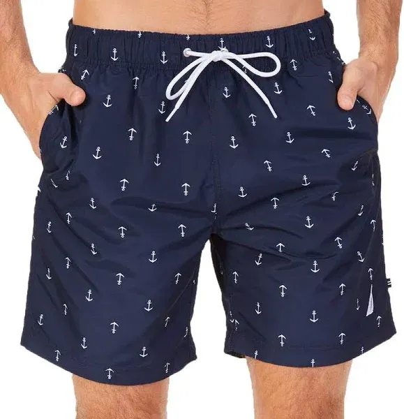 Nautica Men's Standard Quick Dry All Over Classic Anchor Print Swim Trunk