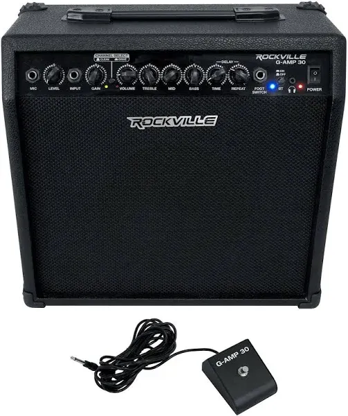 Rockville G-AMP 30 Watt Guitar Combo Amplifier Amp Bluetooth/Mic in+Footswitch