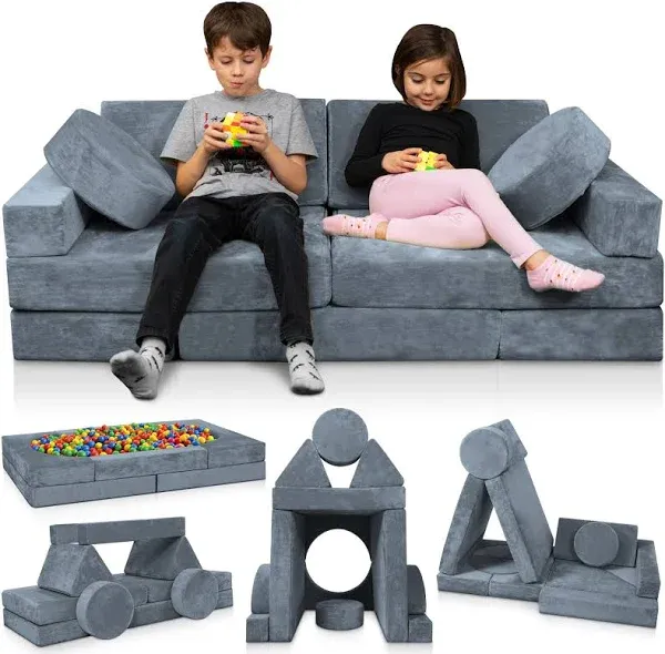 LX15 14pcs Modular Kids Play Couch, Child Sectional Sofa, Fortplay Bedroom an...