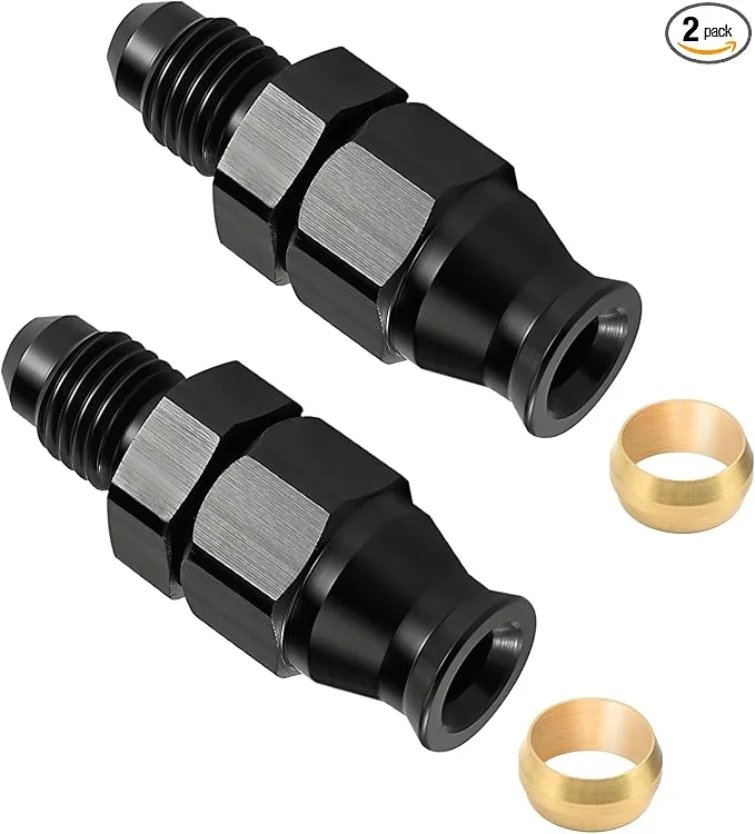 EVIL ENERGY 6AN Male to 5/16" Hardline Compression Fitting Adapter Aluminum Black 2PCS