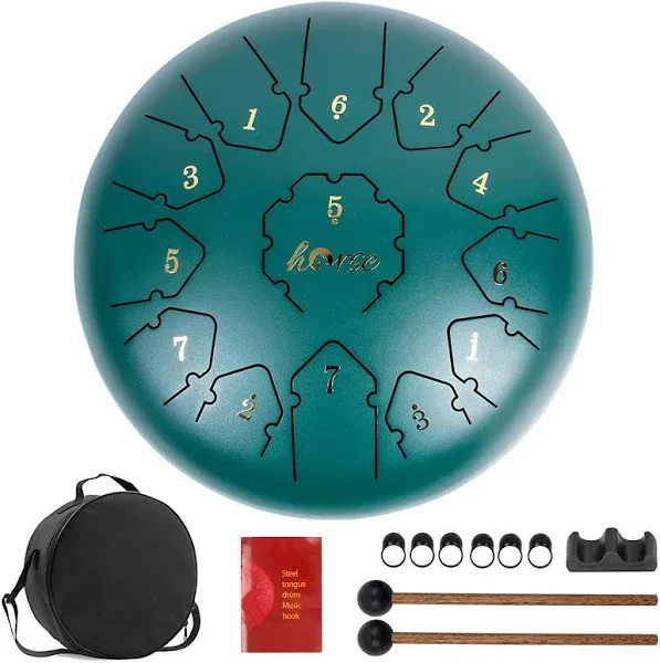 Steel Tongue Drum Horse 12 inch 13 Tones Tank Drum C Key Percussion Steel Drum Kit