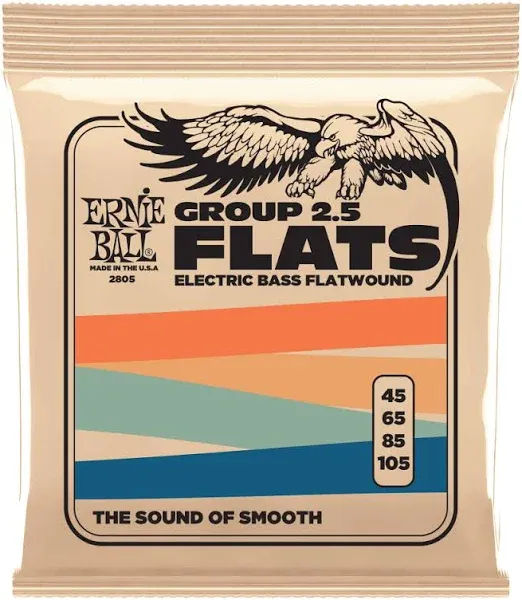 Ernie Ball Flatwound Group 2.5 Electric Bass Strings - 45-105 Gauge