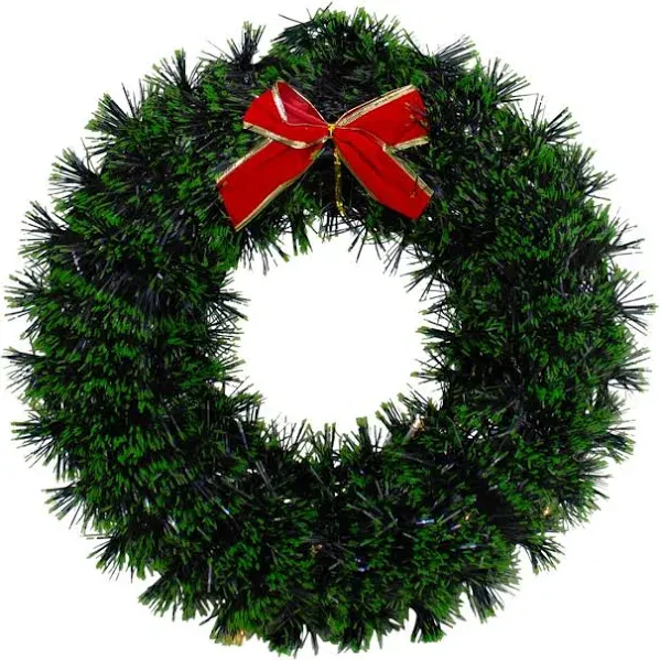 Northlight 17" Pre-Lit Green Tinsel Artificial Christmas Wreath with Bow