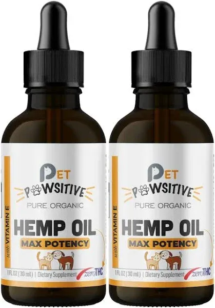 Hemp Oil for Dogs and Cats - 2 Pack - Organic Hemp Drops with Omega 3 6 9 - Hip and Joint Support