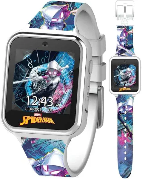 Accutime Spiderman Ghost Spider Educational Learning Touchscreen Kids Smartwatch - Multicolor Strap- Toy - Girls, Boys, Toddlers - Selfie Cam, Games, Alarm, Calculator, Pedometer (Model: SPD4935AZ)