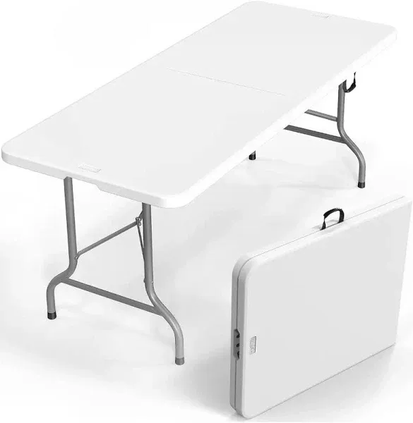 QRInnovations 6 Feet Plastic Folding Card Table