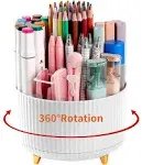 Desk Pencil Pen Holder, 5 Slots 360°Degree Rotating Pencil Pen Organizers for Desk, Desktop Storage Stationery Supplies Organizer, Cute Pencil Cup