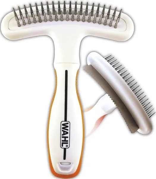 Wahl 2-in-1 Combination Double Row Pet Rake with Hair Shedding Blade for Dog or Cat Fur by The Brand Used by Professionals – Model 858424