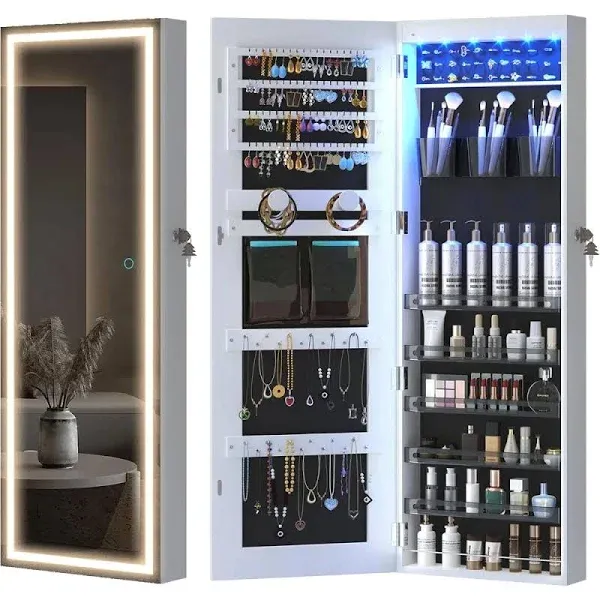 Lvsomt LED Mirror Jewelry Cabinet