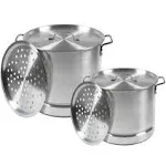 IMUSA Aluminum Steamer Dual Piece Set, 28Qt and 10Qt, Silver