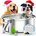 oneisall Dog Water Fountain for Large Dogs,7L/230oz/1.8G Stainless Steel Dog Fountain Super Quiet with Triple Filtration,Great for Large Dogs Cats