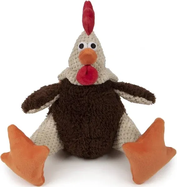 Godog Checkers Chew Guard Rooster Plush Dog Toy