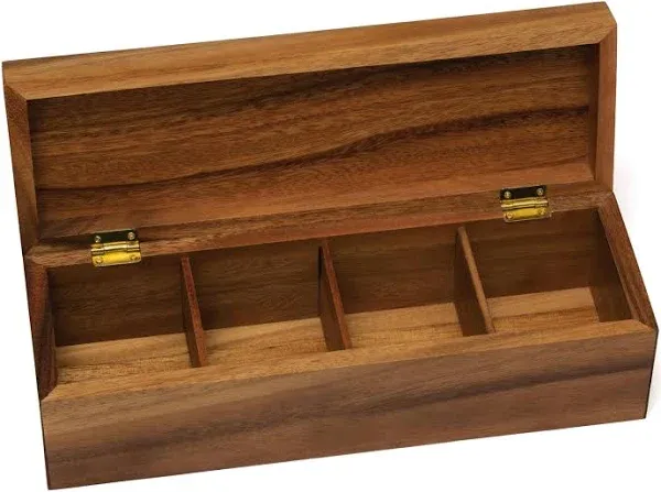 Lipper International Acacia Tea Box with 4 Sections